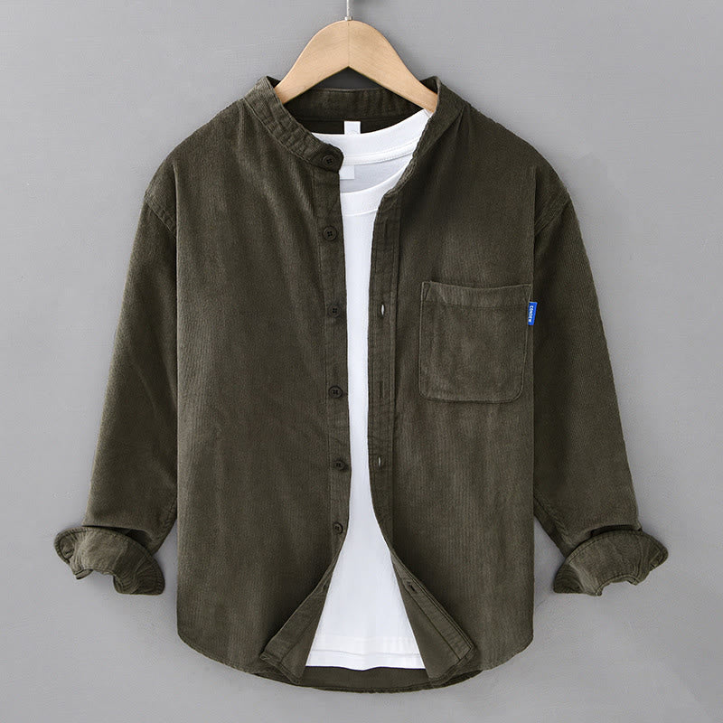Chaqueta de pana de algodón con botones y manga larga para hombre de Buddha Stones - Aceituna - US/UK/AU42, EU52 (3XL) - image 17