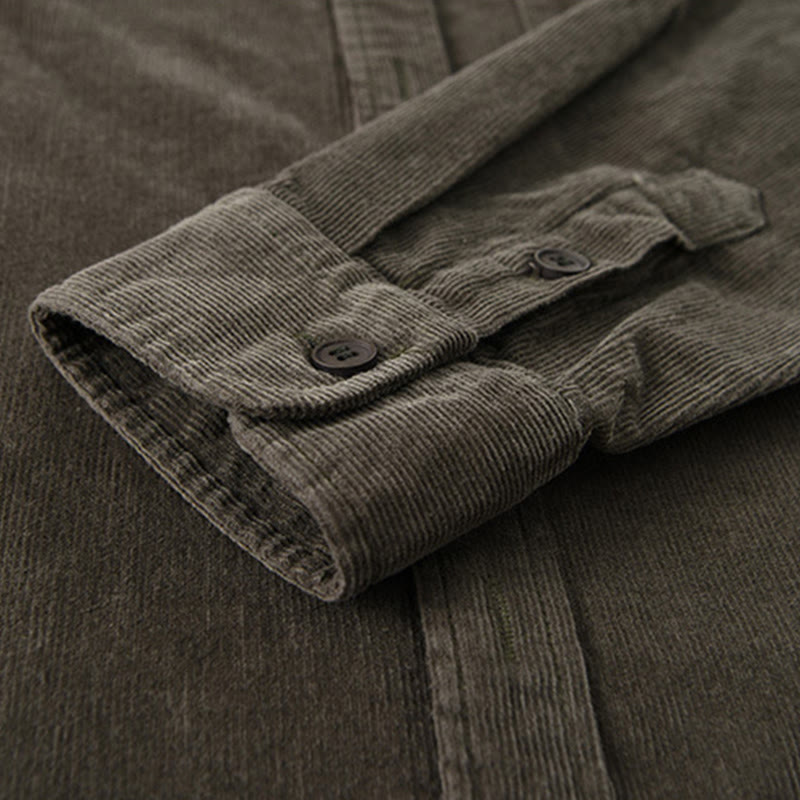 Chaqueta de pana de algodón con botones y manga larga para hombre de Buddha Stones - image 20