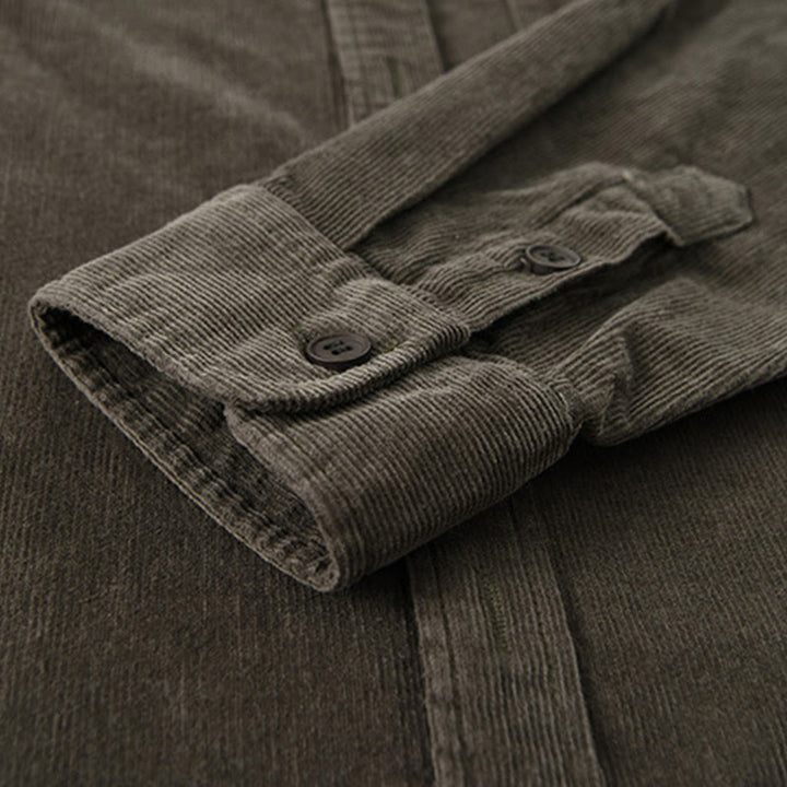 Chaqueta de pana de algodón con botones y manga larga para hombre de Buddha Stones - image 20