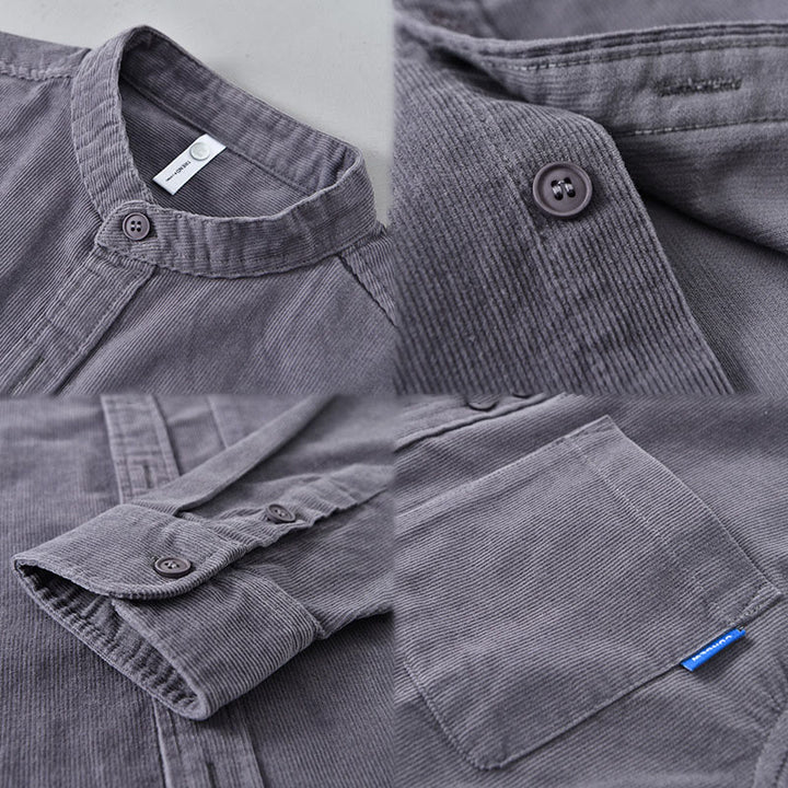 Chaqueta de pana de algodón con botones y manga larga para hombre de Buddha Stones - image 9