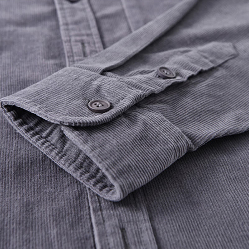 Chaqueta de pana de algodón con botones y manga larga para hombre de Buddha Stones - image 7