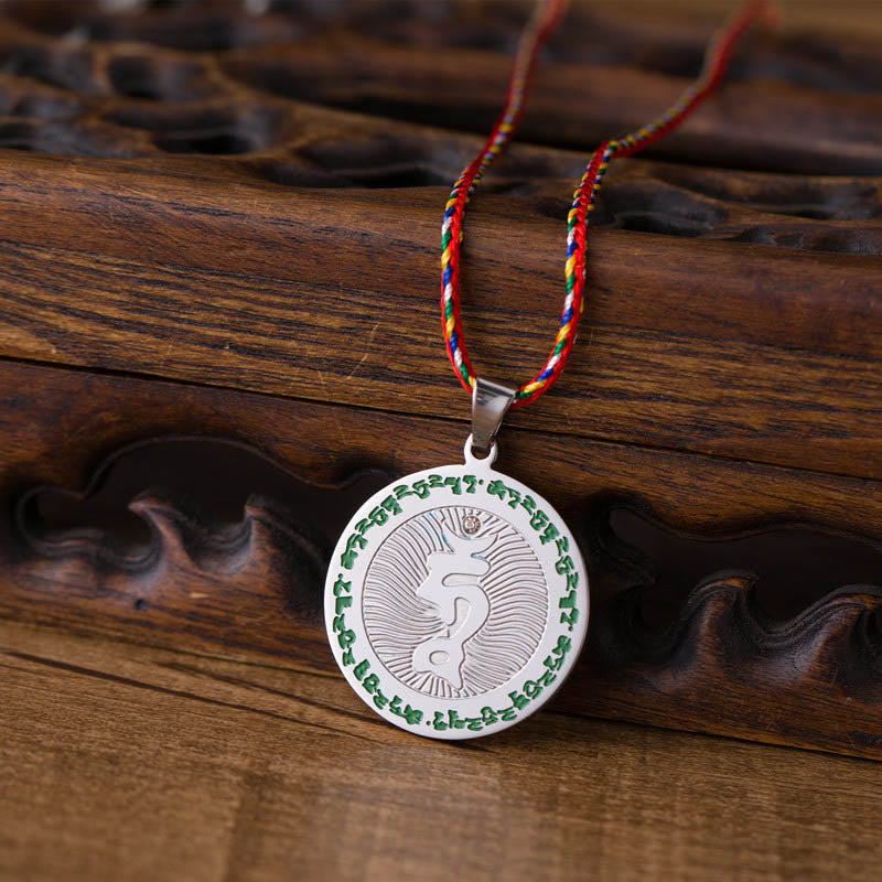 Collar con colgante de cuerda de colores de acero de titanio y titanio con Buddha Stones, Bodhisattva Tara - image 1