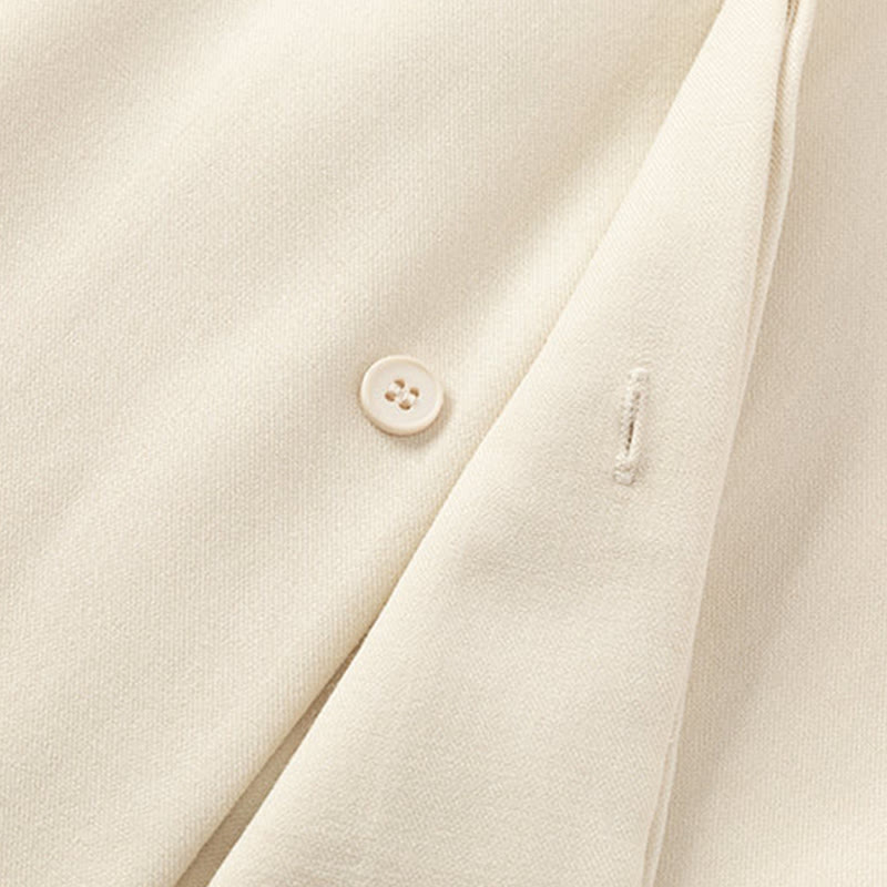 Camisas de hombre con diseño de medio botón oculto y manga larga con estampado de Buddha Stones en color liso y caída - image 3