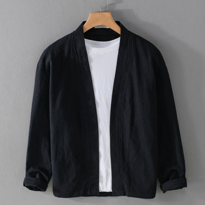 Camisas de hombre de algodón ramio con mangas largas y bolsillos, sencillas y abiertas, con estampado de Buddha Stones - Negro - US/UK/AU42, EU52 (3XL) - image 11