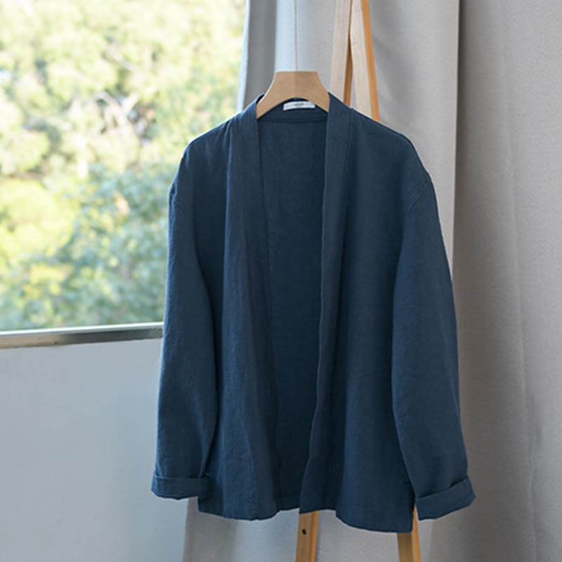 Camisas de hombre de algodón ramio con mangas largas y bolsillos, sencillas y abiertas, con estampado de Buddha Stones - image 19
