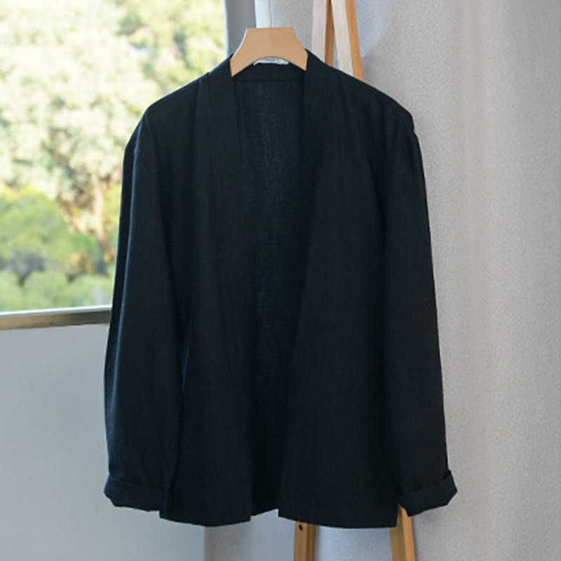 Camisas de hombre de algodón ramio con mangas largas y bolsillos, sencillas y abiertas, con estampado de Buddha Stones - image 12