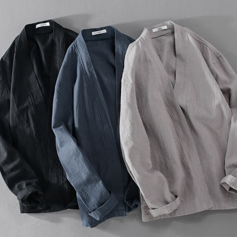 Camisas de hombre de algodón ramio con mangas largas y bolsillos, sencillas y abiertas, con estampado de Buddha Stones - image 27