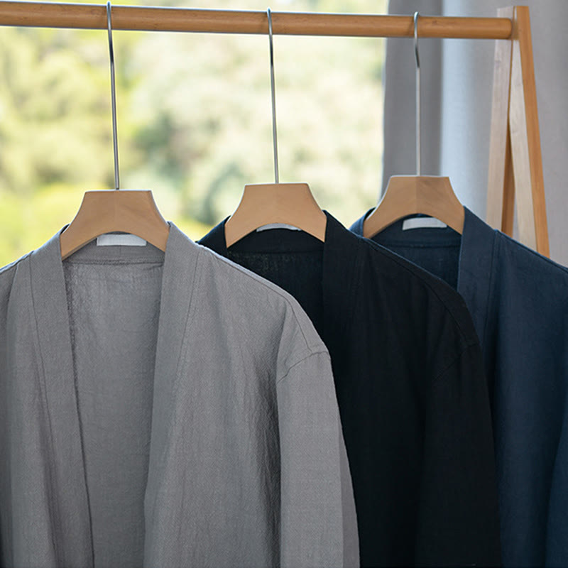 Camisas de hombre de algodón ramio con mangas largas y bolsillos, sencillas y abiertas, con estampado de Buddha Stones - image 28