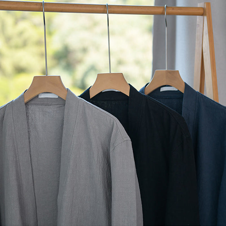 Camisas de hombre de algodón ramio con mangas largas y bolsillos, sencillas y abiertas, con estampado de Buddha Stones - image 28