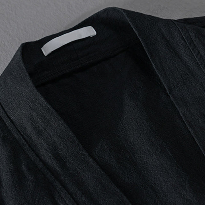 Camisas de hombre de algodón ramio con mangas largas y bolsillos, sencillas y abiertas, con estampado de Buddha Stones - image 13