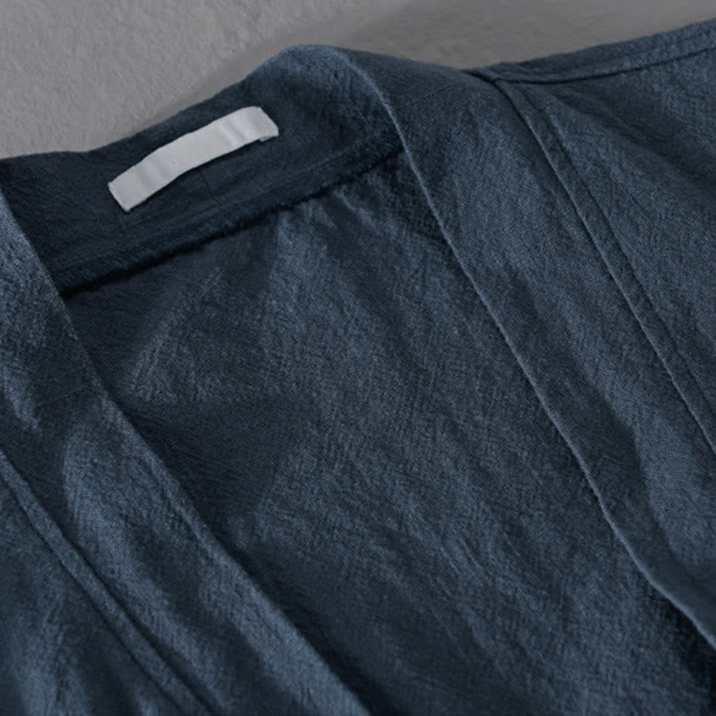 Camisas de hombre de algodón ramio con mangas largas y bolsillos, sencillas y abiertas, con estampado de Buddha Stones - image 20