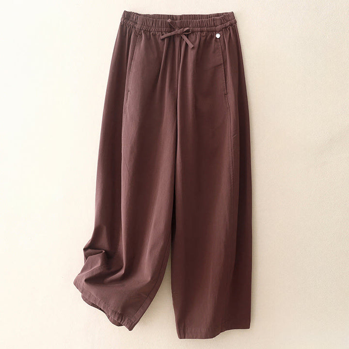 Pantalones harén de algodón para mujer con bolsillos, de largo 7-8, con estampado Buddha Stones - Rojo oscuro - US8-10，UK/AU12-14，EU40-42 (2XL) - image 5