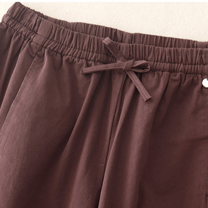 Pantalones harén de algodón para mujer con bolsillos, de largo 7-8, con estampado Buddha Stones - image 12