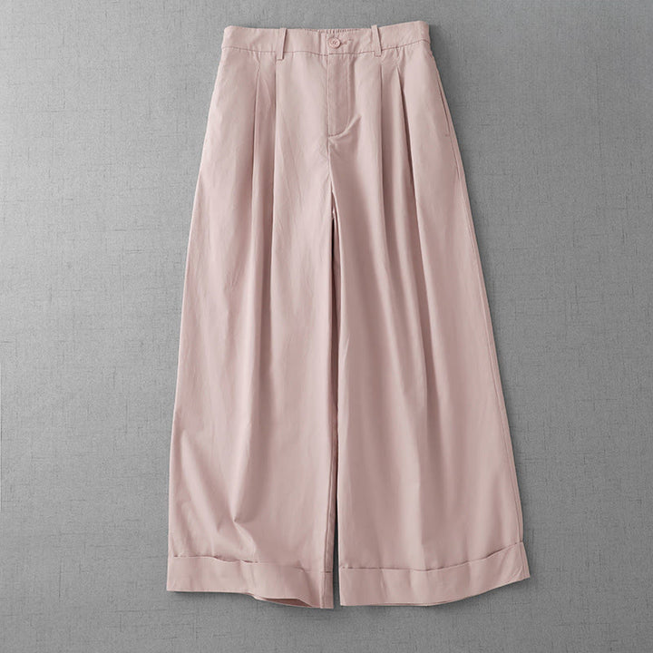 Pantalones casuales de poliéster liso Buddha Stones para mujer, de pierna ancha, largos 7-8, con bolsillos - Rosa Misty - US14，UK/AU18，EU46 (2XL) - image 0