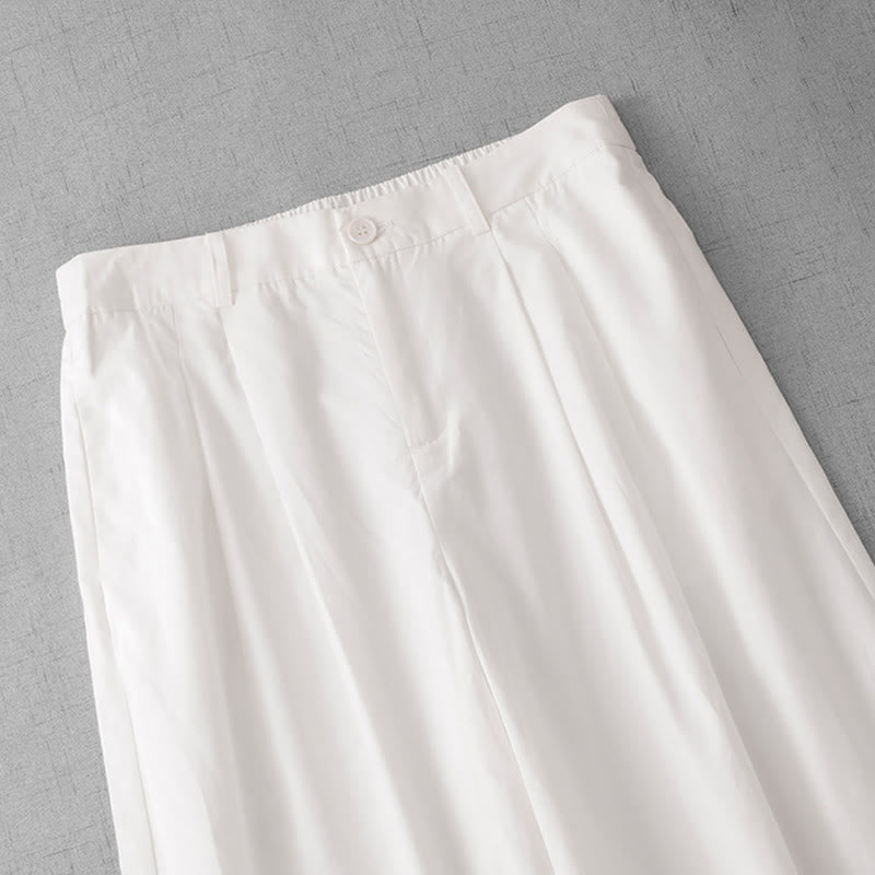Pantalones casuales de poliéster liso Buddha Stones para mujer, de pierna ancha, largos 7-8, con bolsillos - image 11