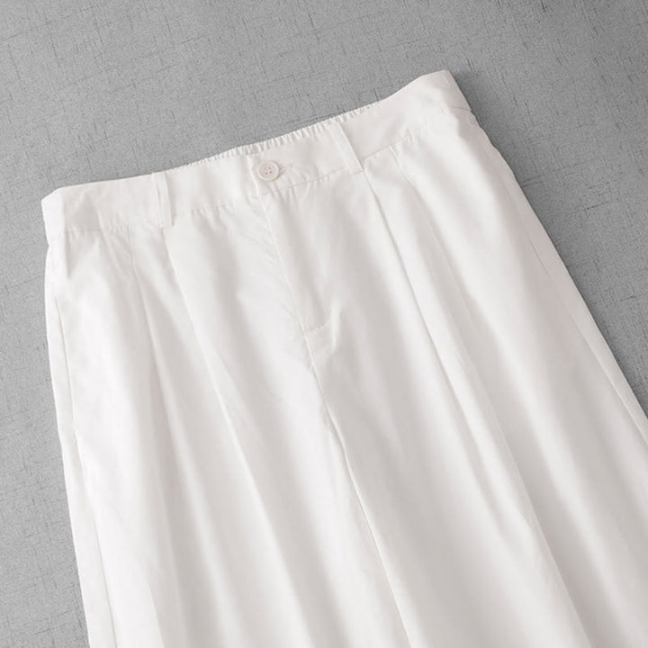 Pantalones casuales de poliéster liso Buddha Stones para mujer, de pierna ancha, largos 7-8, con bolsillos - image 11