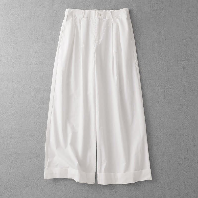 Pantalones casuales de poliéster liso Buddha Stones para mujer, de pierna ancha, largos 7-8, con bolsillos - Nieve - US14，UK/AU18，EU46 (2XL) - image 7