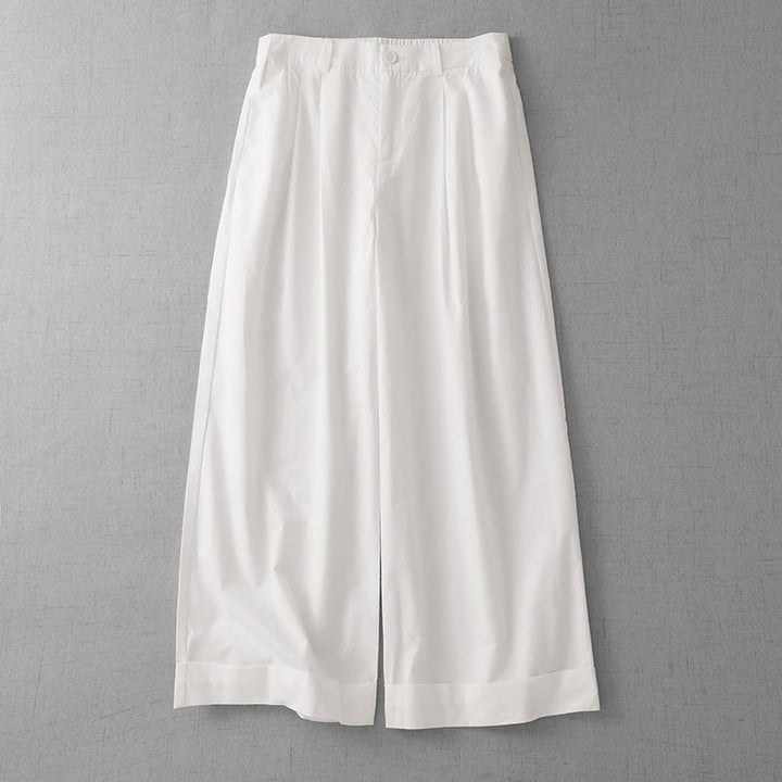 Pantalones casuales de poliéster liso Buddha Stones para mujer, de pierna ancha, largos 7-8, con bolsillos - Nieve - US14，UK/AU18，EU46 (2XL) - image 7