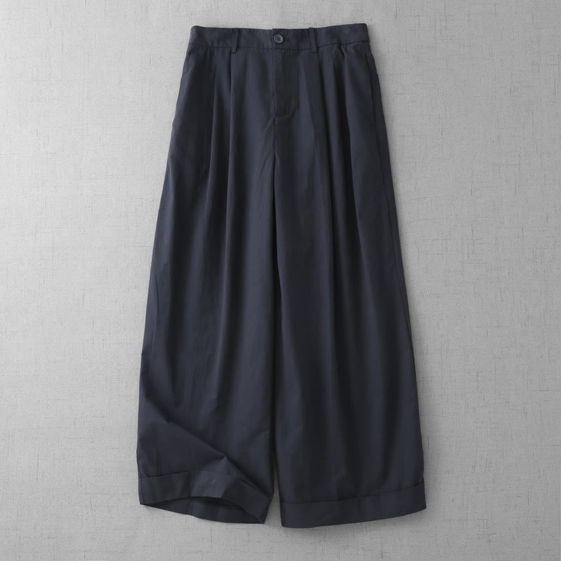 Pantalones casuales de poliéster liso Buddha Stones para mujer, de pierna ancha, largos 7-8, con bolsillos - Azul medianoche - US14，UK/AU18，EU46 (2XL) - image 12