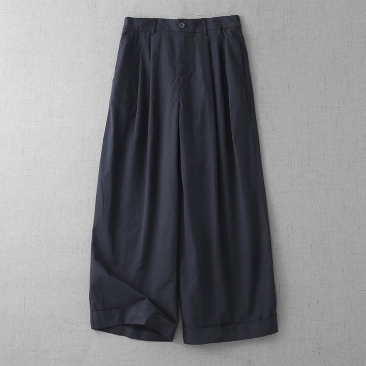 Pantalones casuales de poliéster liso Buddha Stones para mujer, de pierna ancha, largos 7-8, con bolsillos - Azul medianoche - US14，UK/AU18，EU46 (2XL) - image 12