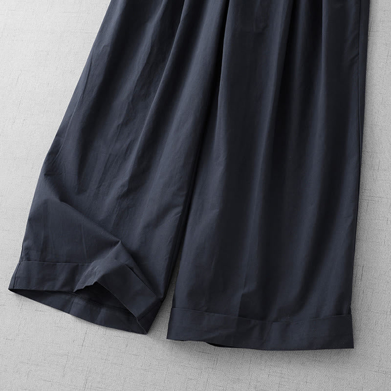 Pantalones casuales de poliéster liso Buddha Stones para mujer, de pierna ancha, largos 7-8, con bolsillos - image 15