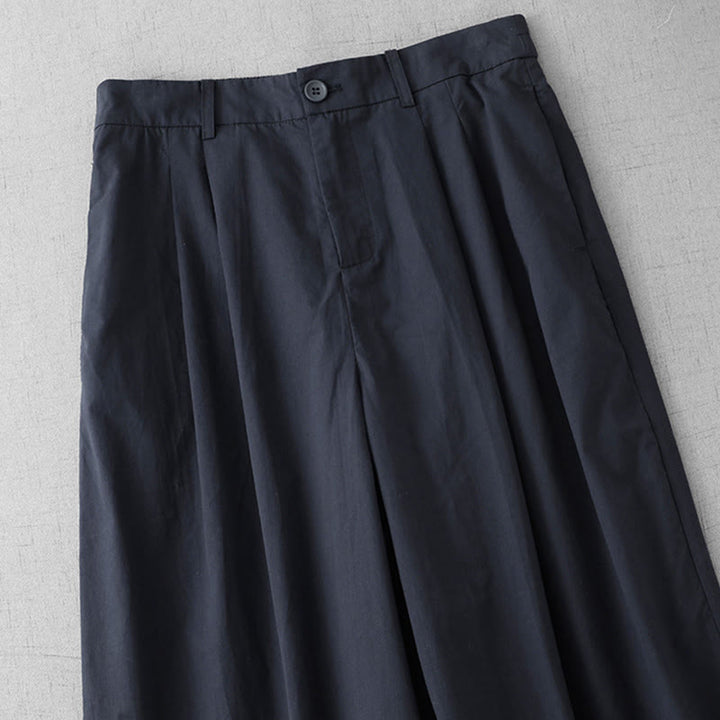 Pantalones casuales de poliéster liso Buddha Stones para mujer, de pierna ancha, largos 7-8, con bolsillos - image 13