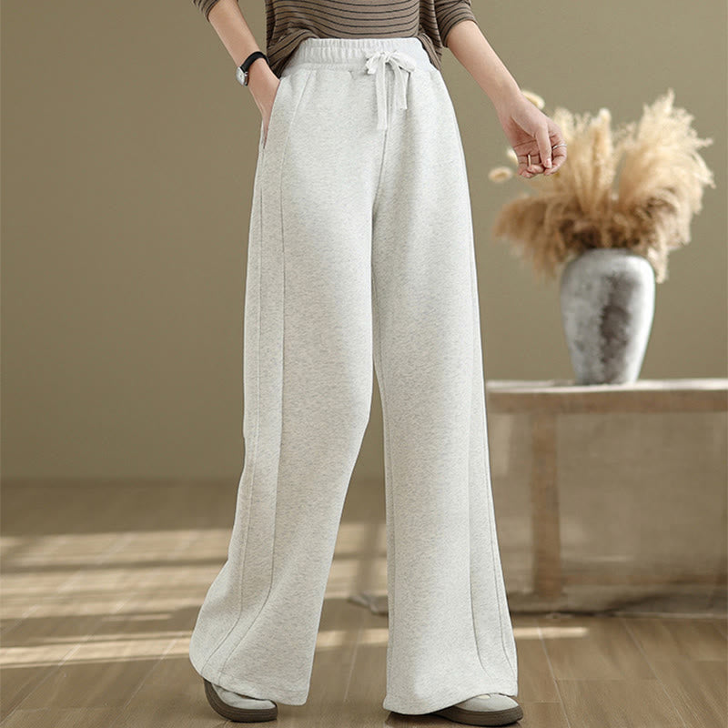 Pantalones casuales de algodón liso con bolsillos para mujer de Buddha Stones - Humo blanco - US8-10，UK/AU12-14，EU40-42 (2XL) - image 0