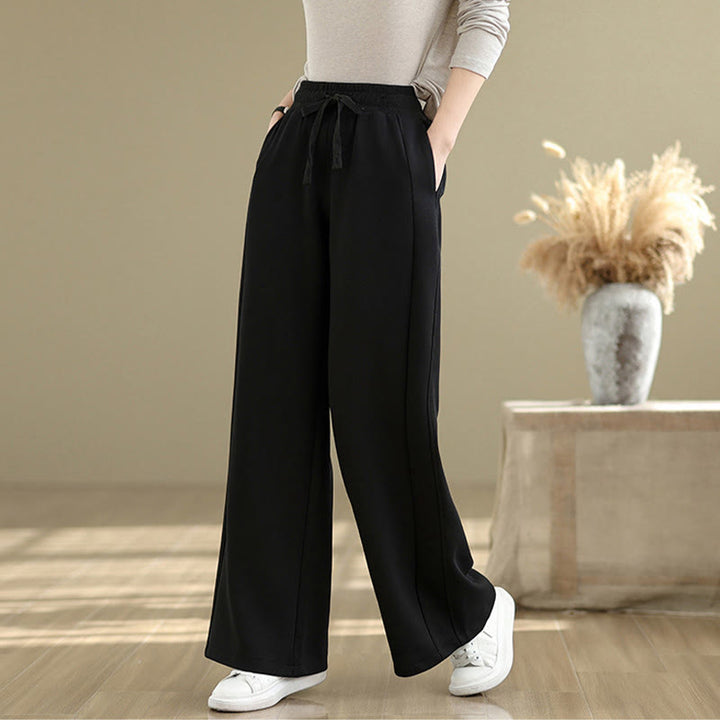 Pantalones casuales de algodón liso con bolsillos para mujer de Buddha Stones - image 15