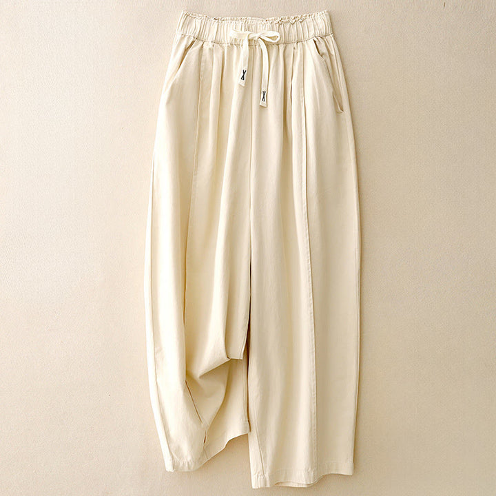 Pantalones casuales de algodón y poliéster con bolsillos para mujer de Buddha Stones - Blanco antiguo - US8-10，UK/AU12-14，EU40-42 (2XL) - image 5