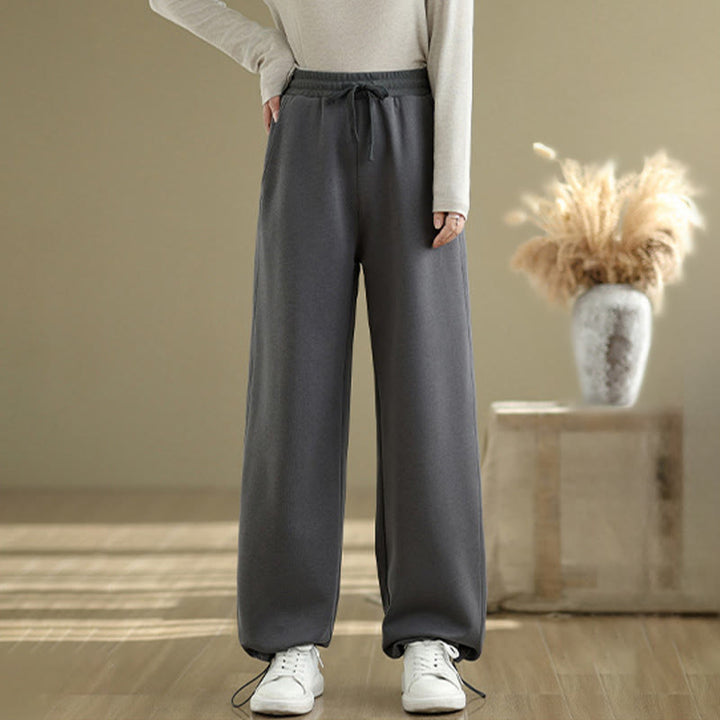 Pantalones rectos de algodón con bolsillos para mujer de Buddha Stones Casual Rope - Gris oscuro - US8-10，UK/AU12-14，EU40-42 (2XL) - image 0