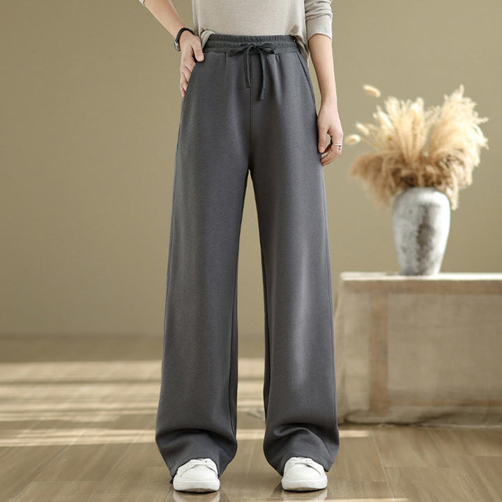 Pantalones rectos de algodón con bolsillos para mujer de Buddha Stones Casual Rope - image 3