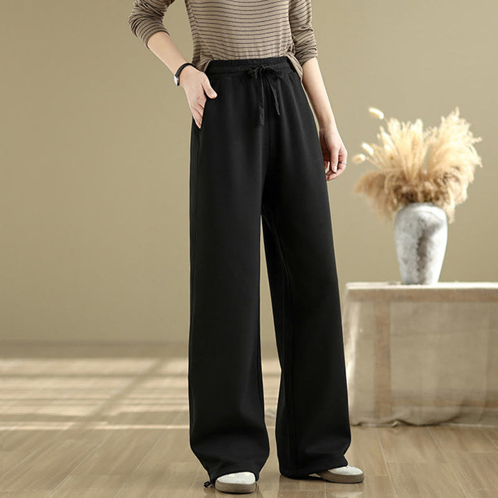 Pantalones rectos de algodón con bolsillos para mujer de Buddha Stones Casual Rope - image 12