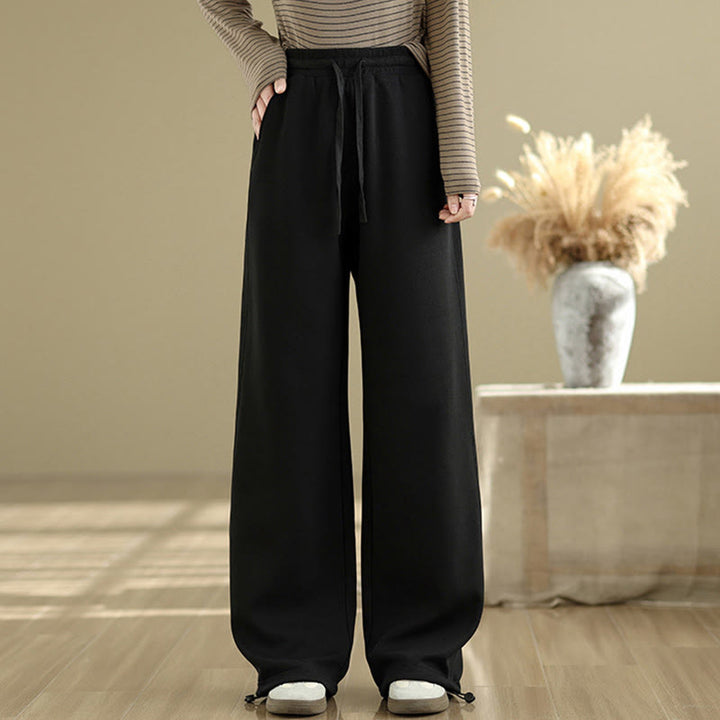 Pantalones rectos de algodón con bolsillos para mujer de Buddha Stones Casual Rope - Negro - US8-10，UK/AU12-14，EU40-42 (2XL) - image 7
