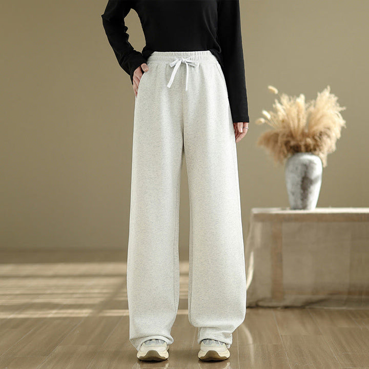 Pantalones rectos de algodón con bolsillos para mujer de Buddha Stones Casual Rope - Humo blanco - US8-10，UK/AU12-14，EU40-42 (2XL) - image 13
