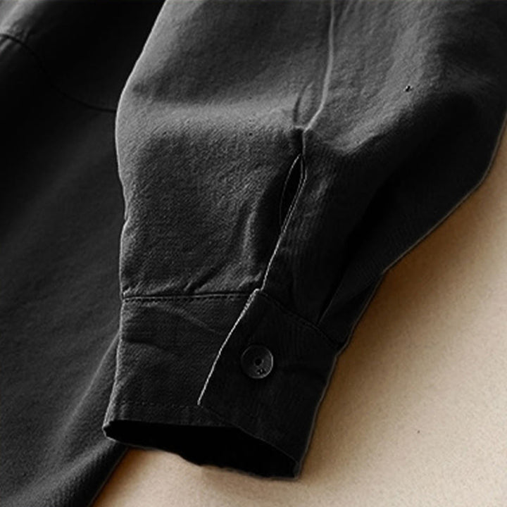Camisa informal de algodón liso con cuello alto y manga larga para mujer de Buddha Stones - image 19