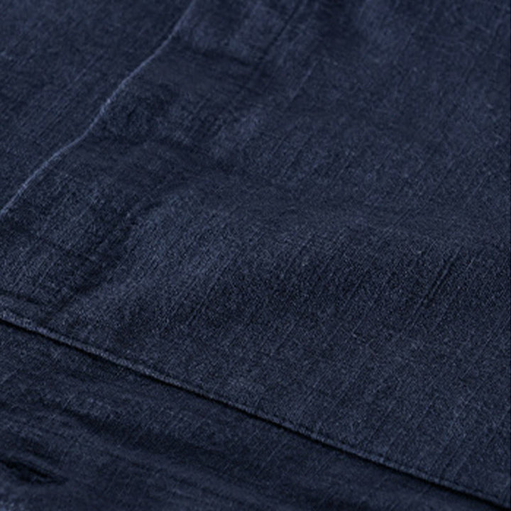 Camisas de hombre de algodón ramio con botones, manga larga y bolsillos, de Buddha Stones - image 21