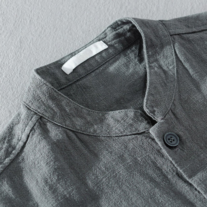 Camisas de hombre de algodón ramio con botones, manga larga y bolsillos, de Buddha Stones - image 3