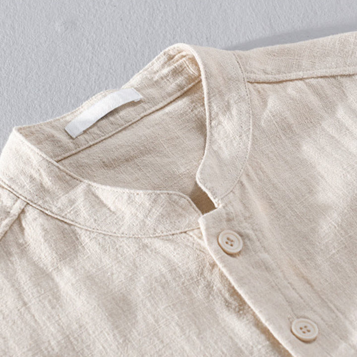 Camisas de hombre de algodón ramio con botones, manga larga y bolsillos, de Buddha Stones - image 9