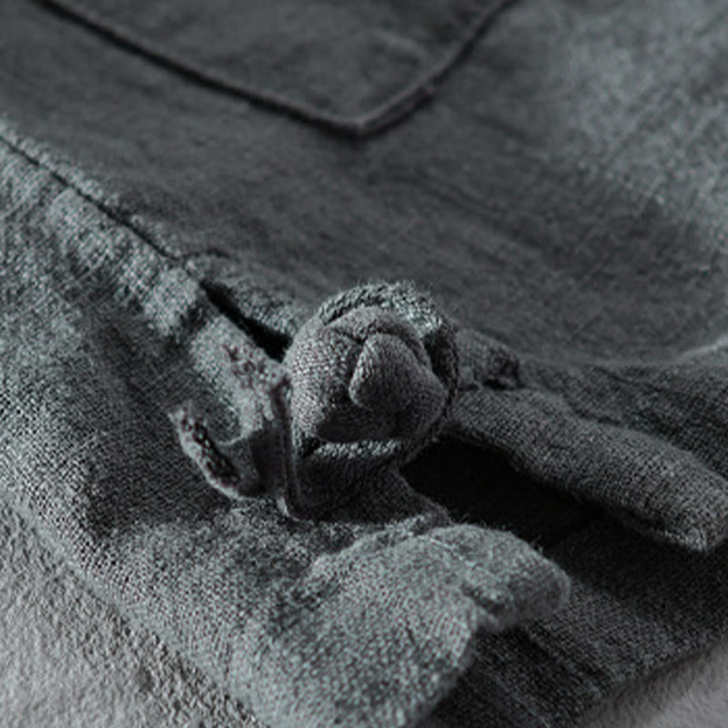 Camisas de hombre de algodón ramio con botones, manga larga y bolsillos, de Buddha Stones - image 7