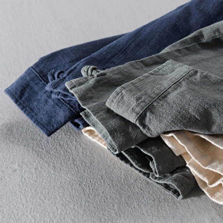 Camisas de hombre de algodón ramio con botones, manga larga y bolsillos, de Buddha Stones - image 25