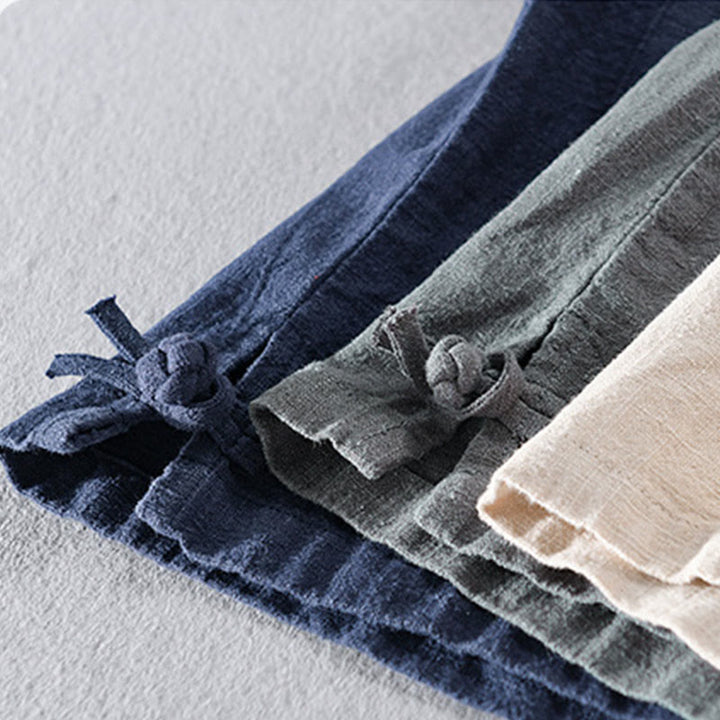 Camisas de hombre de algodón ramio con botones, manga larga y bolsillos, de Buddha Stones - image 26
