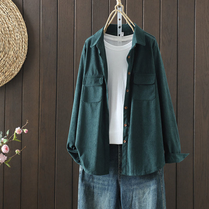 Chaqueta de pana Buddha Stones de algodón de manga larga para mujer con bolsillos - Gris pizarra oscuro - US8-10，UK/AU12-14，EU40-42 (2XL) - image 18