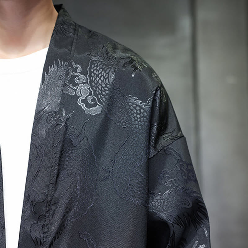 Camisa de hombre con cuello alto, manga larga y botones de rana y dragón en jacquard con Buddha Stones - image 9
