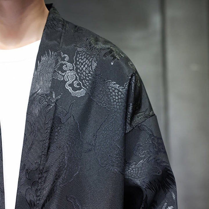 Camisa de hombre con cuello alto, manga larga y botones de rana y dragón en jacquard con Buddha Stones - image 9