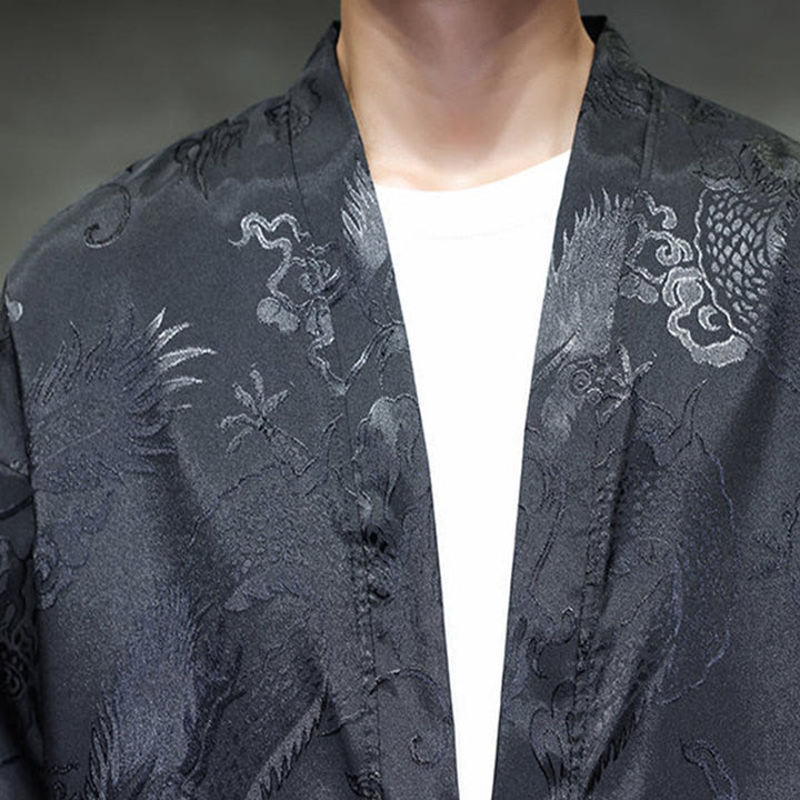 Camisa de hombre con cuello alto, manga larga y botones de rana y dragón en jacquard con Buddha Stones - image 8