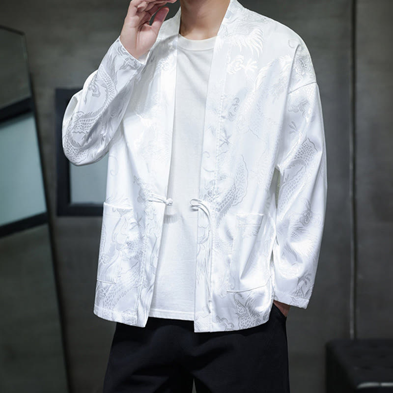 Camisa de hombre con cuello alto, manga larga y botones de rana y dragón en jacquard con Buddha Stones - image 17