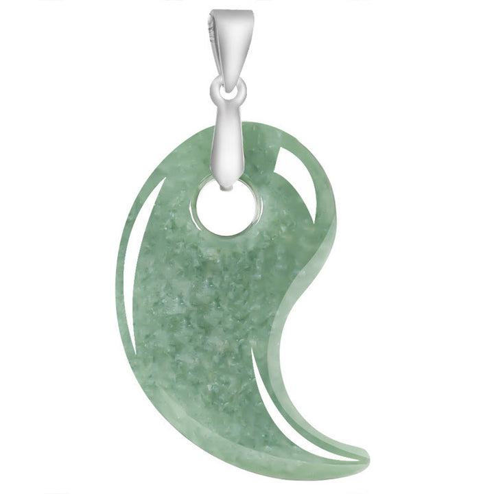 Buddha Stones Collar con colgante de la suerte en plata de ley 925 con diseño de lágrima de jade y acero de titanio - image 1