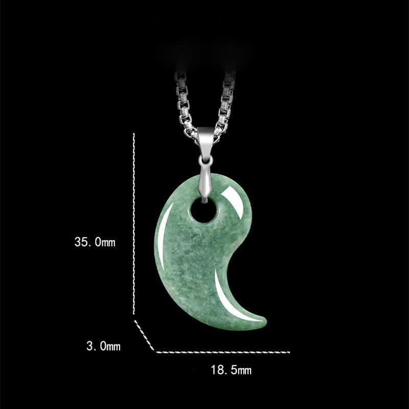Buddha Stones Collar con colgante de la suerte en plata de ley 925 con diseño de lágrima de jade y acero de titanio - image 2