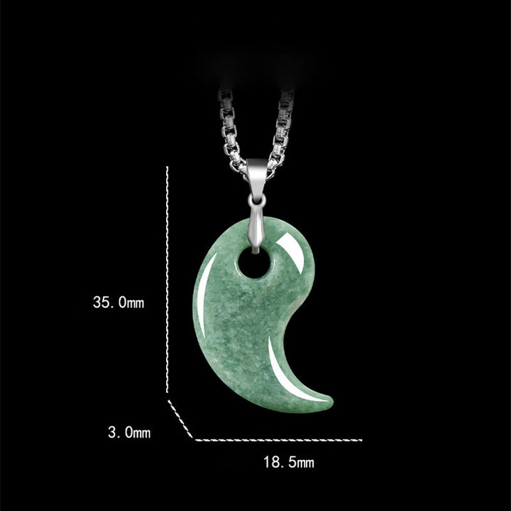 Buddha Stones Collar con colgante de la suerte en plata de ley 925 con diseño de lágrima de jade y acero de titanio - image 2