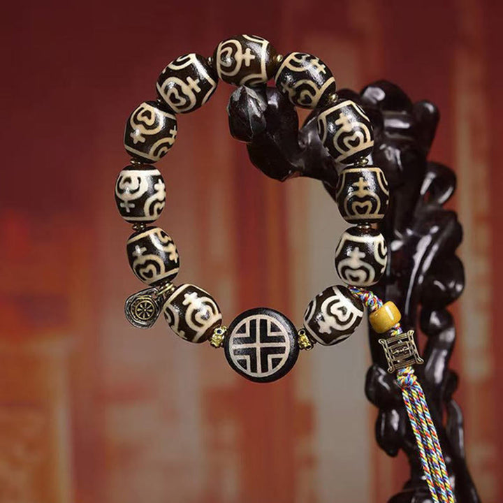 Pulsera de poder del Señor del Bosque Cadáver con cuentas Dzi y jarrón del tesoro del rayo tibetano con Buddha Stones - image 7
